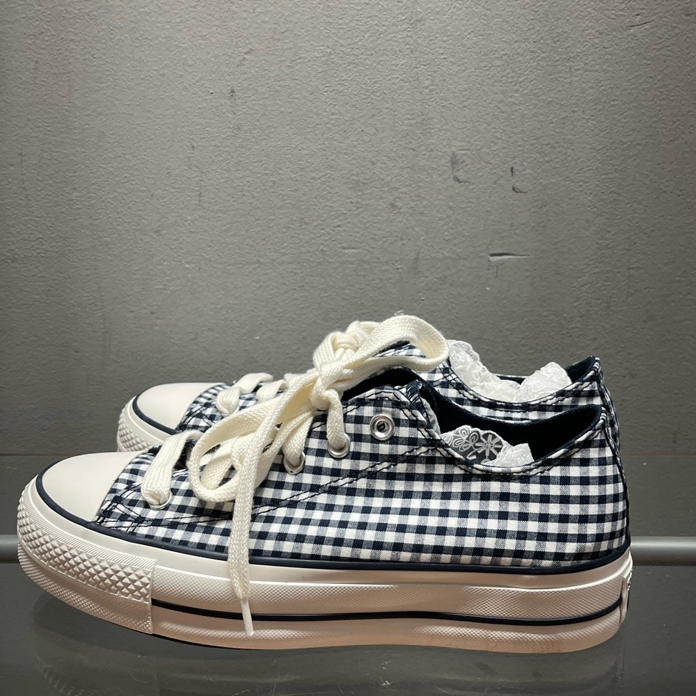 Checkered Canvas Sneakers in Blue and White